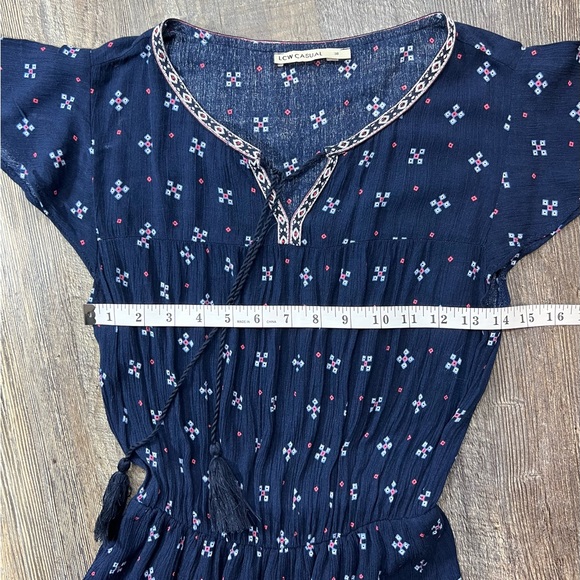 LCW Casual Women’s Boho Summer Lined Crinkle Cinched Waist Dress Size S/M - Picture 7 of 8